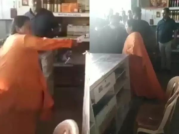 Former Madhya Pradesh CM And BJP Leader, Uma Bharti Vandalises Liquor Shop In Bhopal