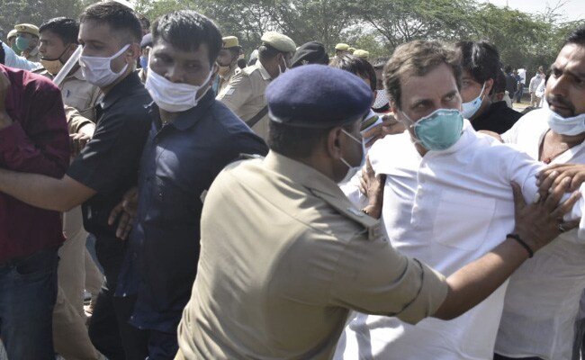 Rahul Gandhi Detained By UP Police On Yamuna Expressway While On His Way To Meet Hathras Victim's Family