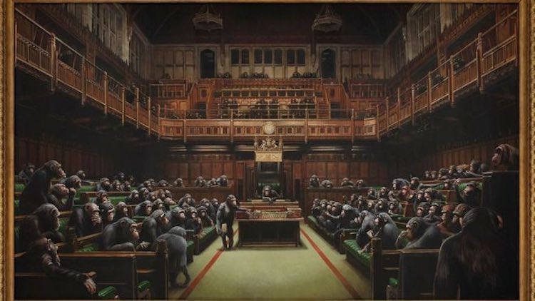 Anonymous British Artist Banksy’s UK Parliament Pa
