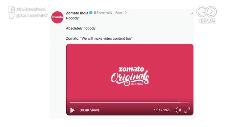 Zomato Comes Up With Video-Streaming Platform
